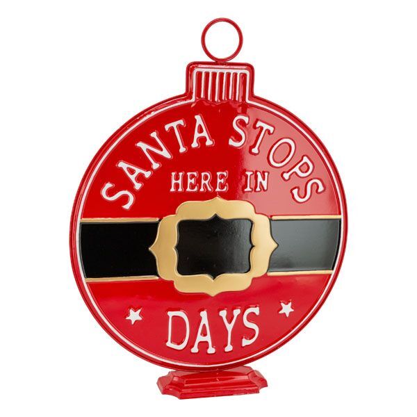Metal decoration counting down the days until Santa arrives, large santa belt can be written on