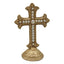 Gold cross table ornament with white pearls