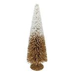 Tabletop Christmas tree decoration with white to gold ombre creating a snowcapped feel