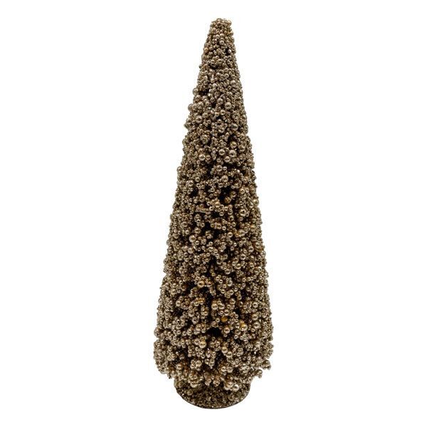 Tabletop Christmas tree decoration made with champagne beads