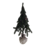 Green pine Christmas tree with burlap base