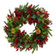Wreath with Red Berries and Gold Pinecone 55cm