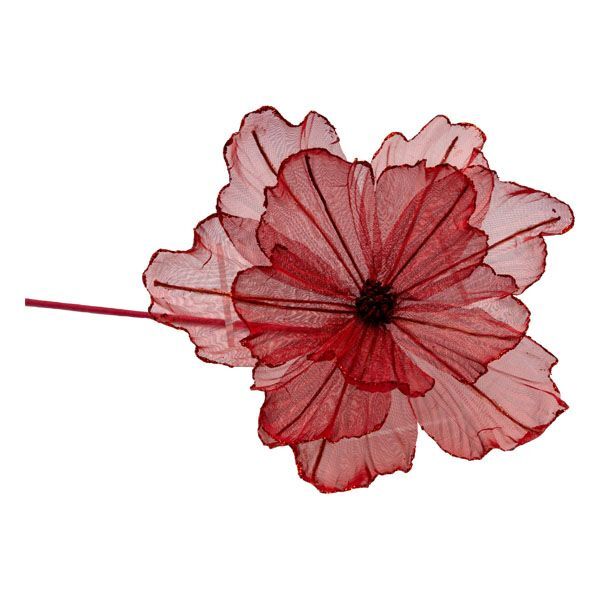 Sheer Flower Red with Gold Edge
