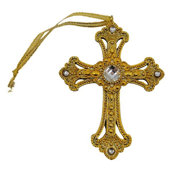 Gold Cross with Jewels Hanging 10.5cm
