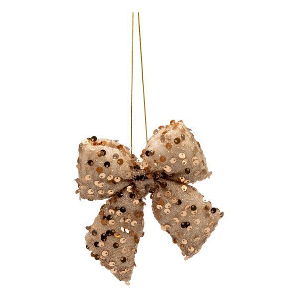 Sequin Bow Champagne Hanging 11cm