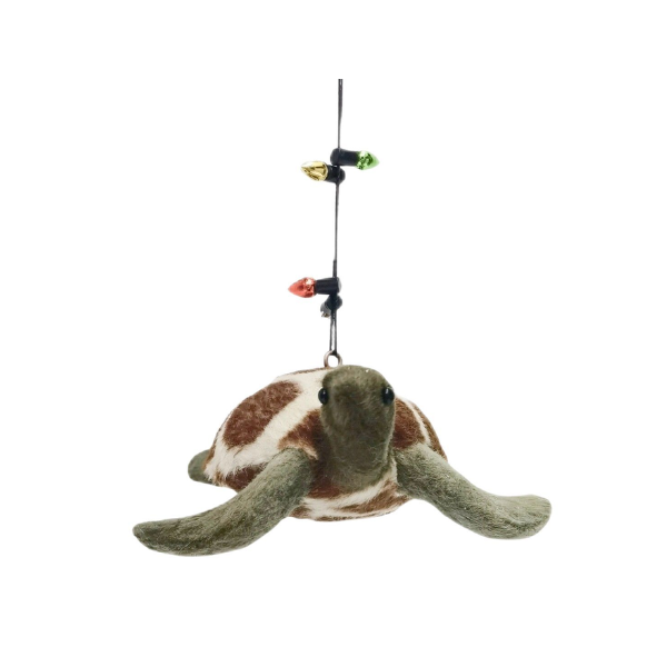 Green Turtle Wrapped in Lights Hanging Decoration  11cm - Christmas Decorations Brisbane