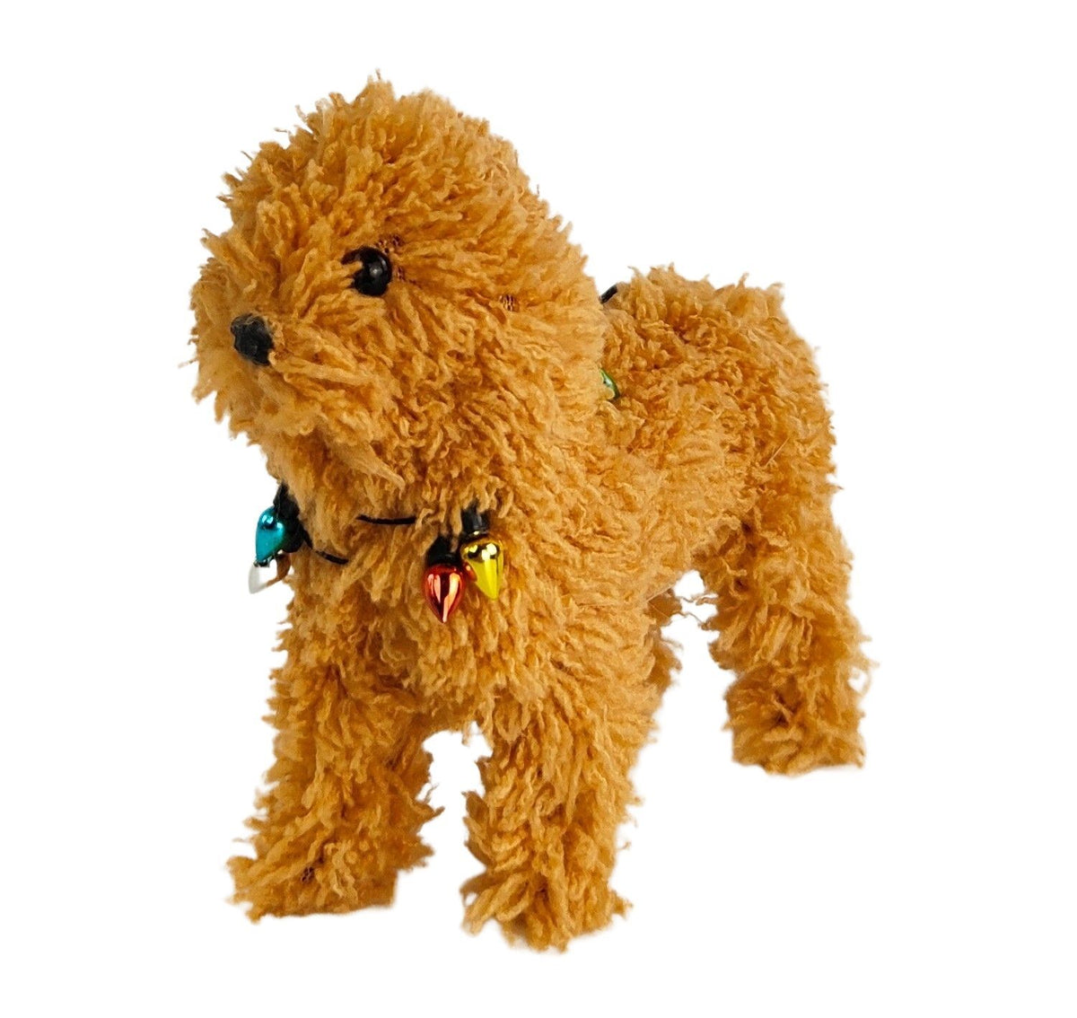 Fluffy brown dog Christmas hanging ornament 