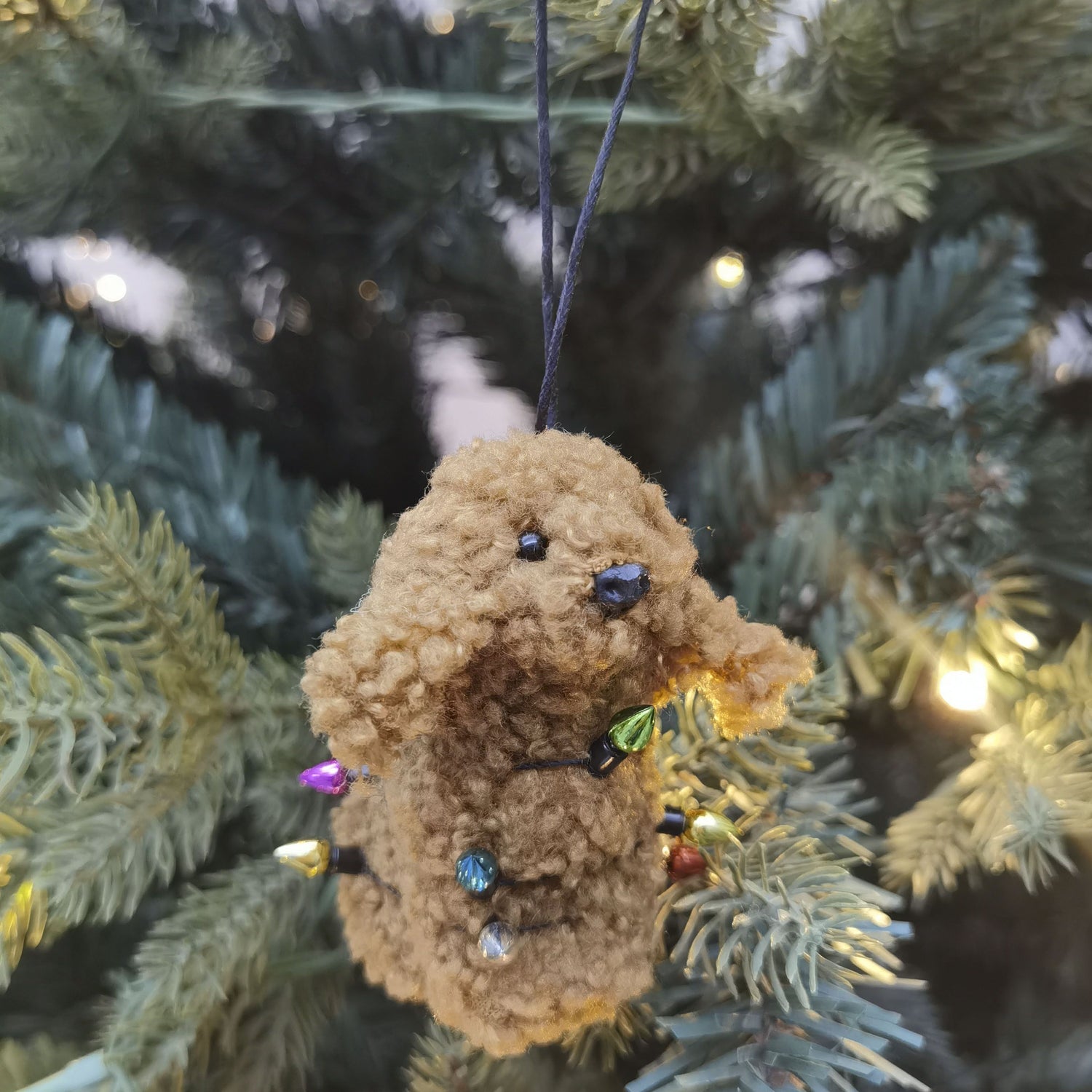 Cavoodle Dog Wrapped in Lights Hanging Decoration 8cm - Christmas Decorations Brisbane