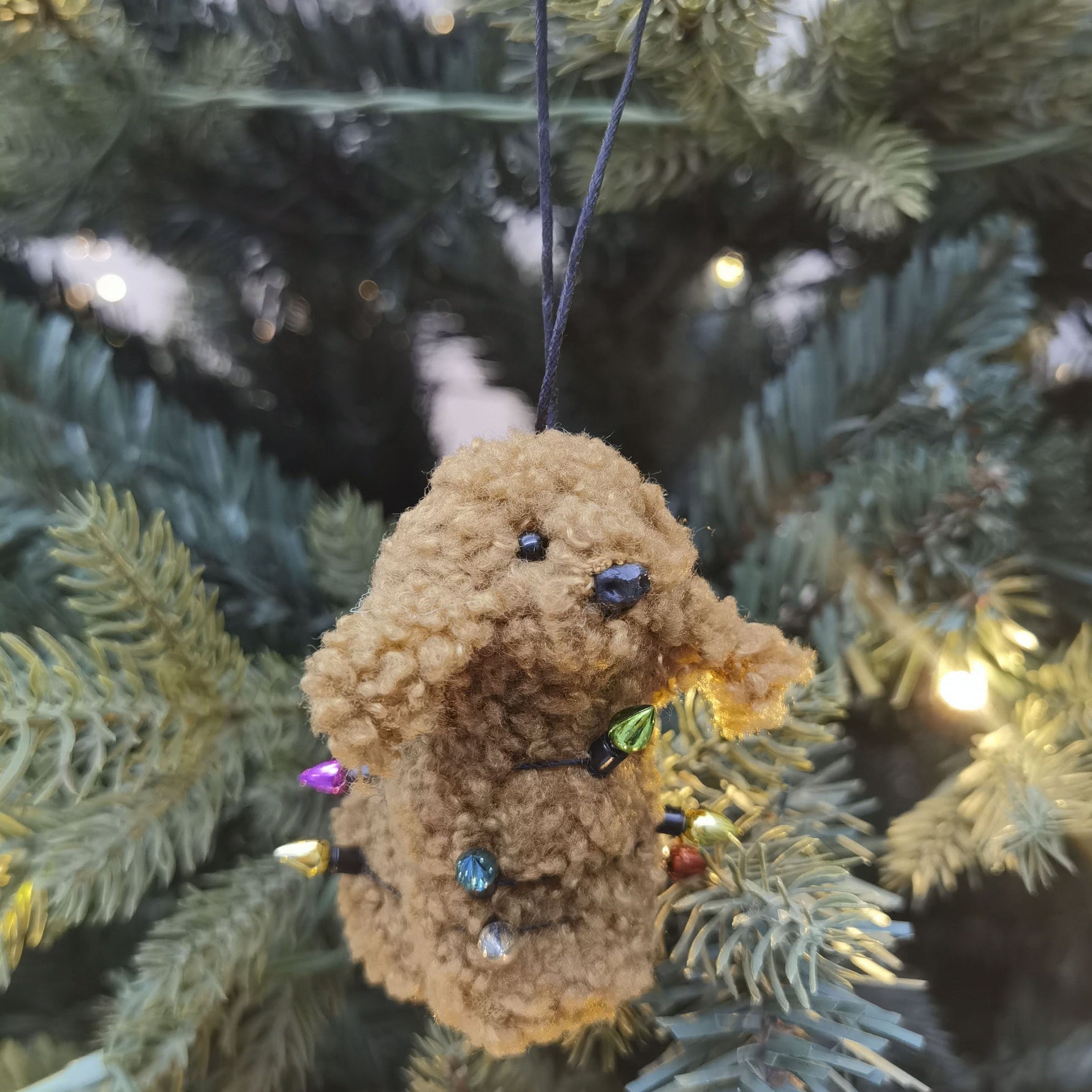 Cavoodle Dog Wrapped in Lights Hanging Decoration 8cm - Christmas Decorations Brisbane