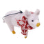 Pink pig hanging ornament with festive scarf