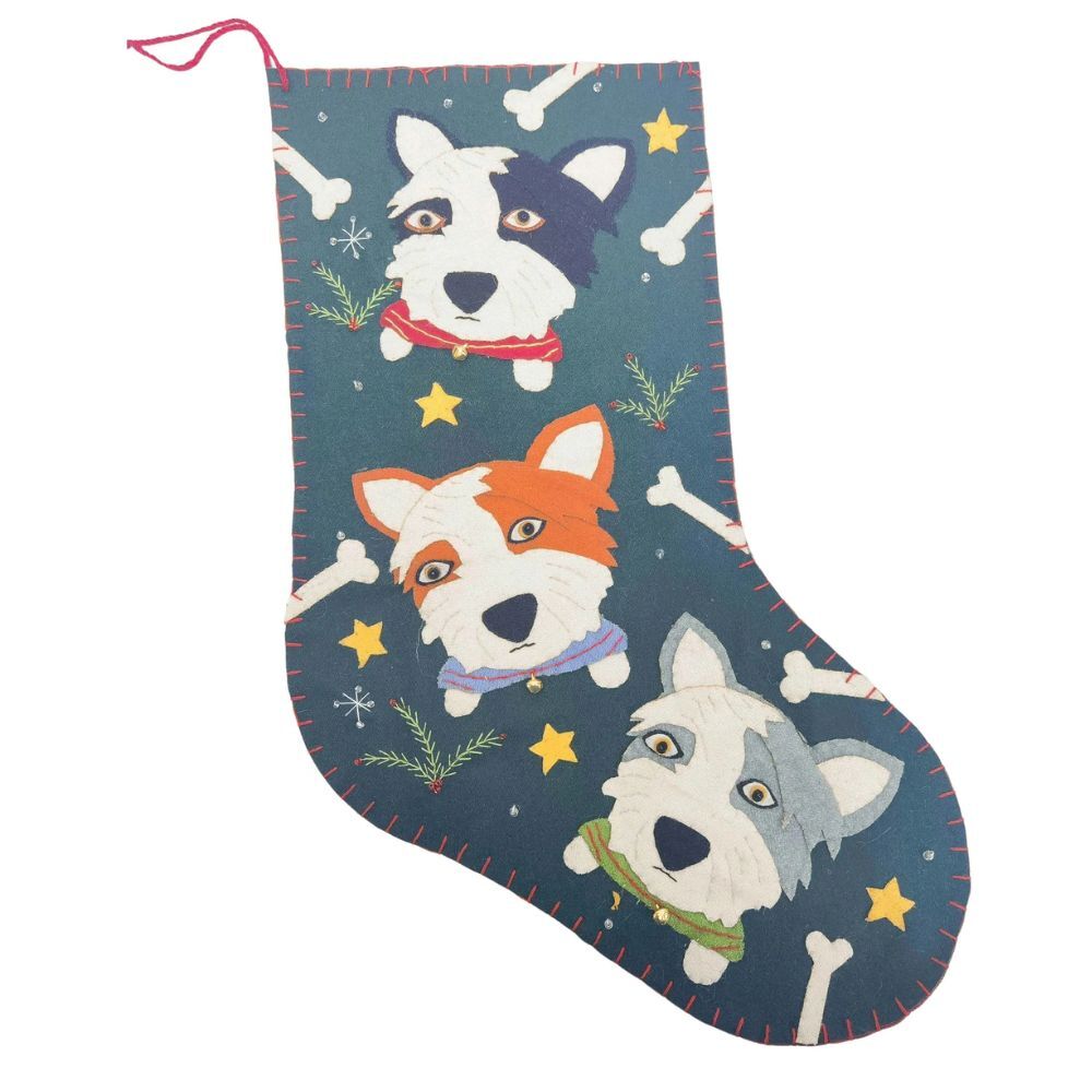 Stocking Dog Fabric Green 45cm