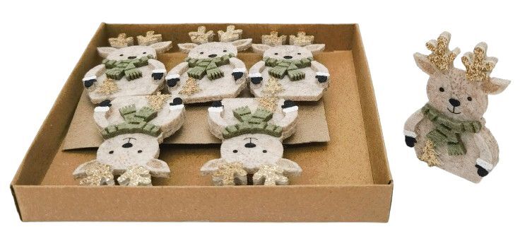 Pack of 6 felt Reindeer pegs
