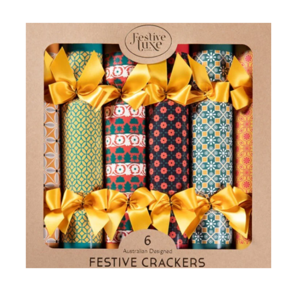 Bold Pattern Crackers Pack of 6 - Christmas Decorations Brisbane