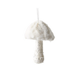 Mushroom Hanging White Glitter 16cm - Christmas Decorations Brisbane