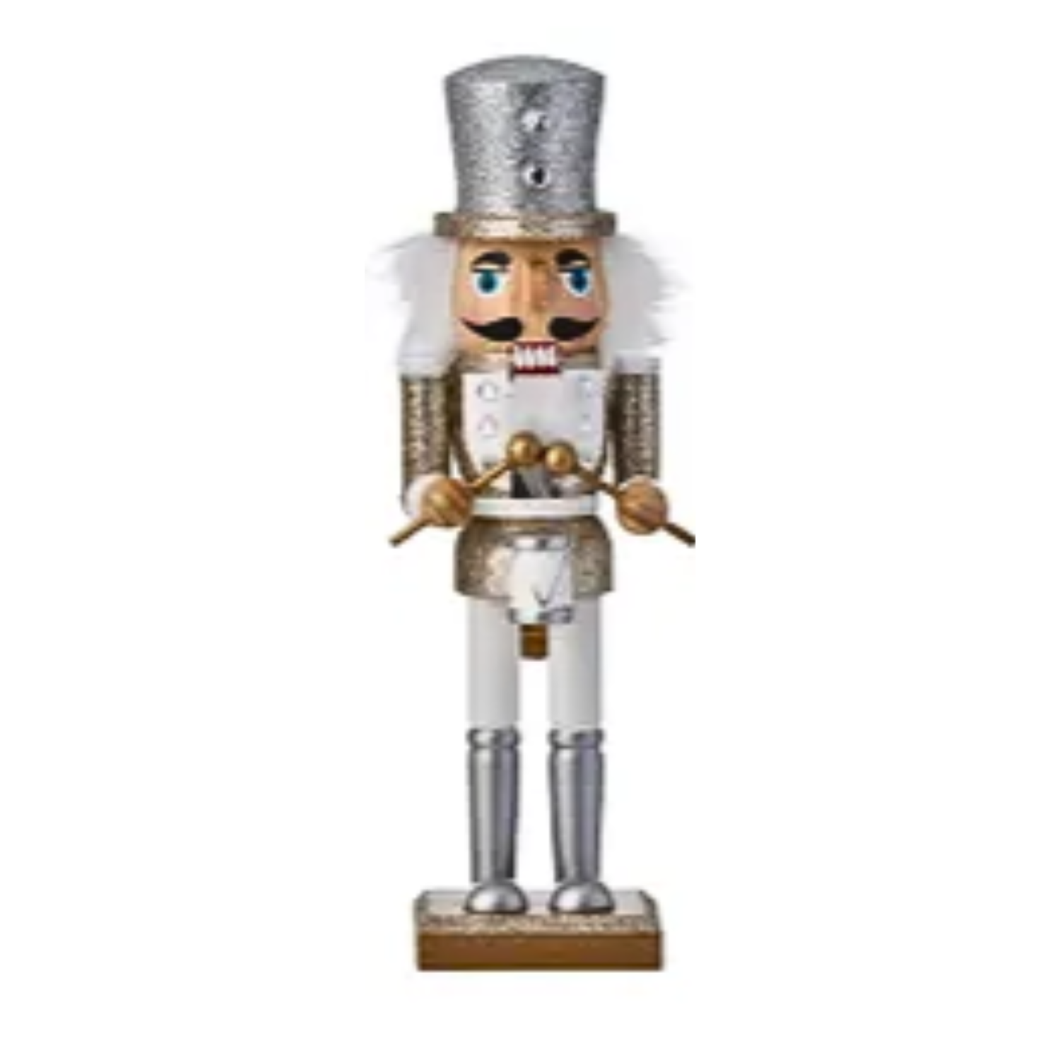 Nutcracker with Drum Silver or Gold 25cm - Christmas Decorations Brisbane