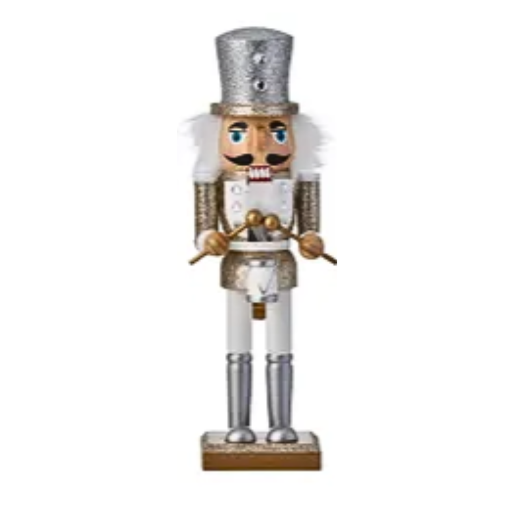 Nutcracker with Drum Silver or Gold 25cm - Christmas Decorations Brisbane