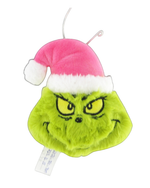 Grinch Plush Head Pink Hat Hanging 10cm - Christmas Decorations Brisbane
