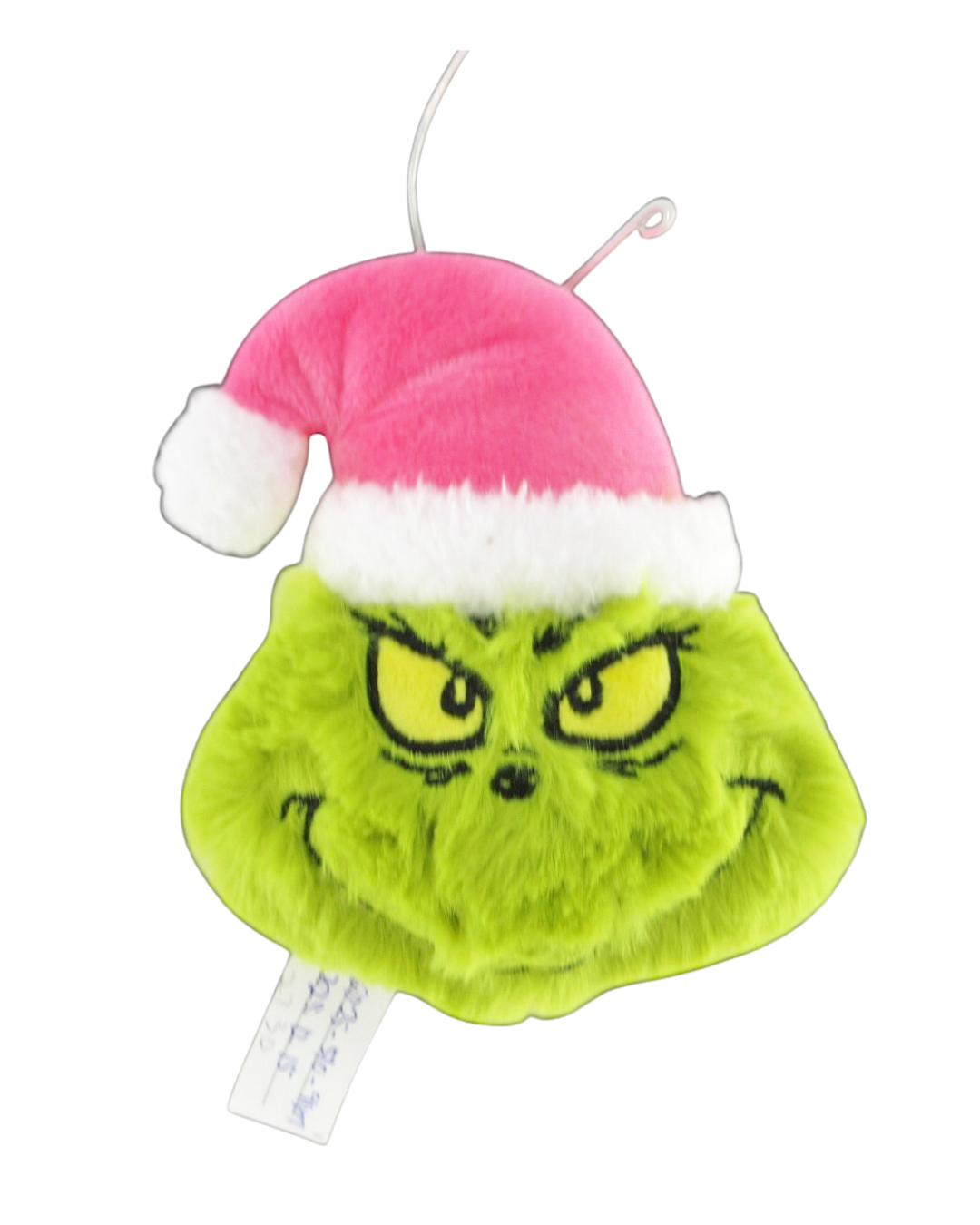 Grinch Plush Head Pink Hat Hanging 10cm - Christmas Decorations Brisbane