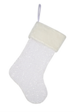 Stocking White Sequin 50cm - Christmas Decorations Brisbane