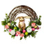 Pink Floral Wreath with Bunny 50cm - Christmas Decorations Brisbane