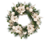 Wreath w/ Champagne Magnolia Flowers 76cm - Christmas Decorations Brisbane
