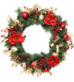 Wreath w/ Red Magnolia Flowers 76cm - Christmas Decorations Brisbane