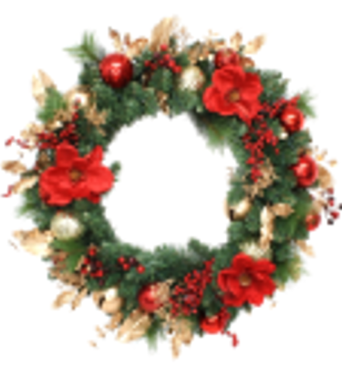 Wreath w/ Red Magnolia Flowers 76cm - Christmas Decorations Brisbane