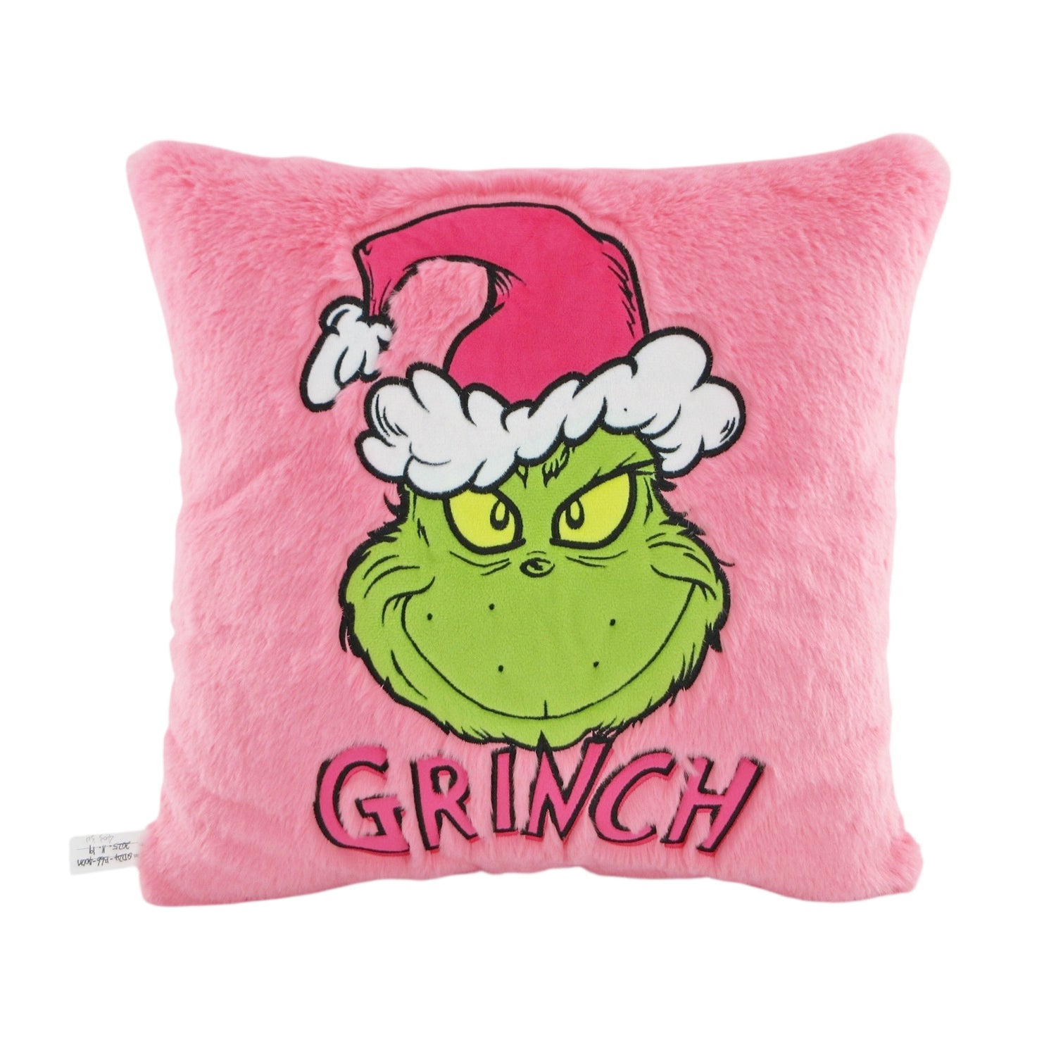 Grinch Hat Pink Plush Cushion 35cm - Christmas Decorations Brisbane