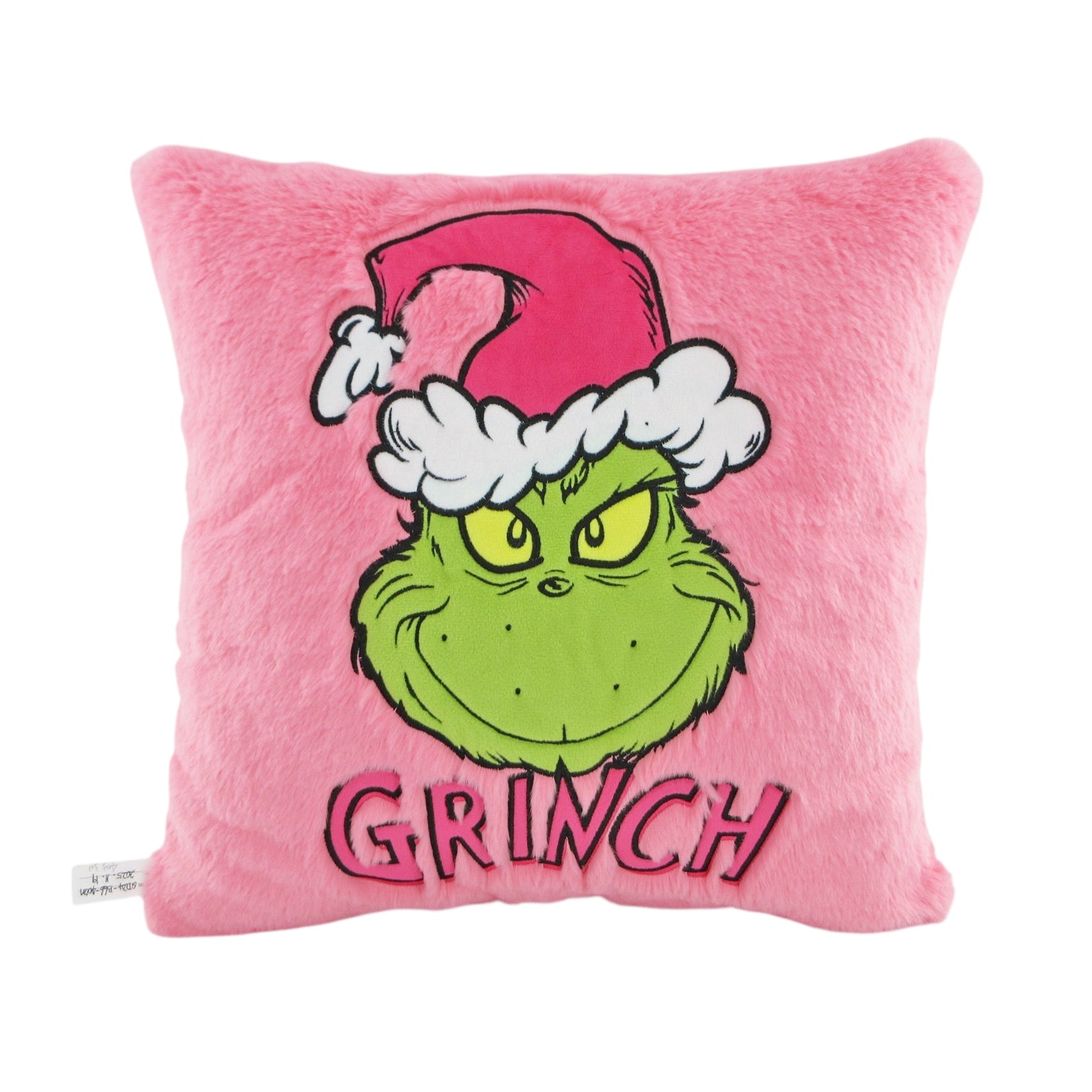 Grinch Hat Pink Plush Cushion 35cm - Christmas Decorations Brisbane
