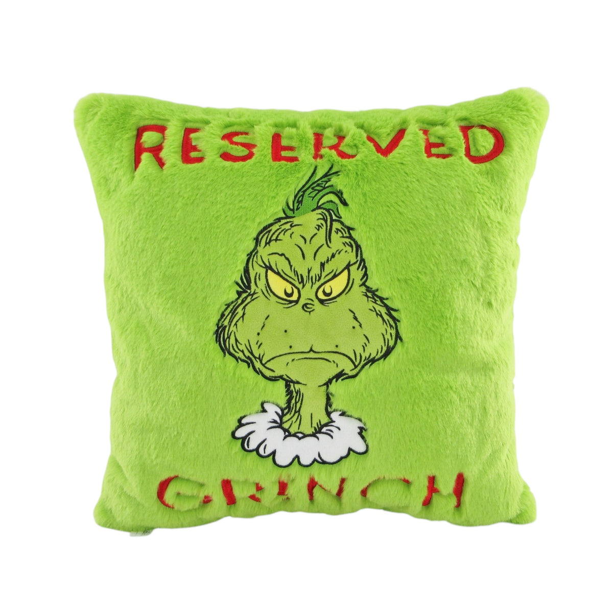 Grinch Reserved Green Plush Cushion 35cm - Christmas Decorations Brisbane
