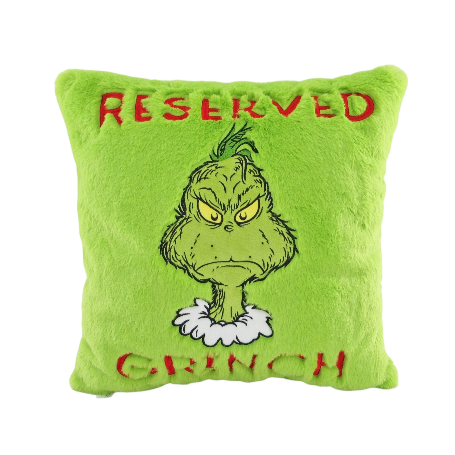 Grinch Reserved Green Plush Cushion 35cm - Christmas Decorations Brisbane