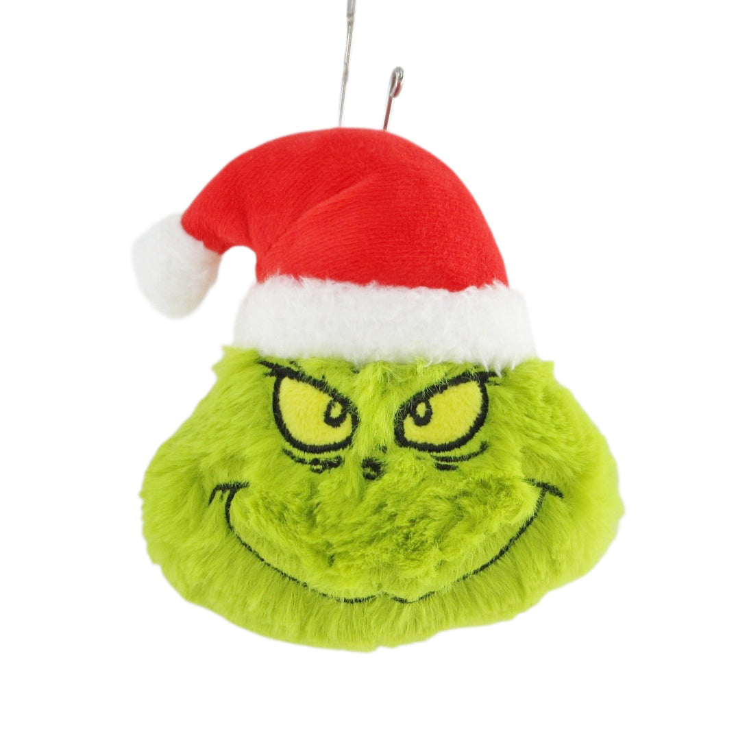 Grinch Plush Head Red Hat Hanging 10cm - Christmas Decorations Brisbane