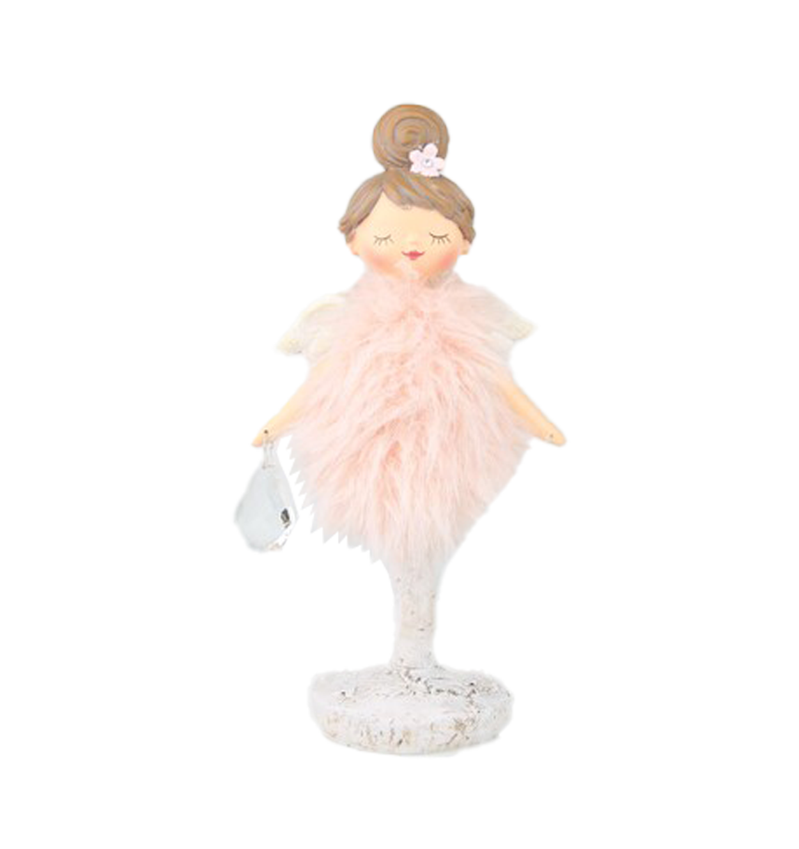 Angel Girl Pink Feather Crystal 24cm