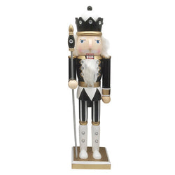 Black and white nutcracker king with gold accents