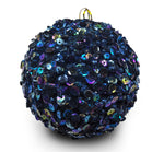 Bauble Sequin Dark Blue 10cm - Christmas Decorations Brisbane