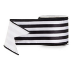 Ribbon Black and White Stripe Wire Satin 9m - Christmas Decorations Brisbane