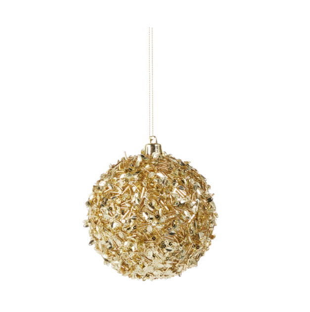 Bauble Gold Glitter 10cm - Christmas Decorations Brisbane