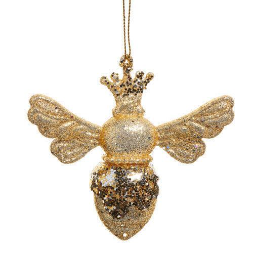 Queen Bee Gold Hanging Ornament 8cm - Christmas Decorations Brisbane