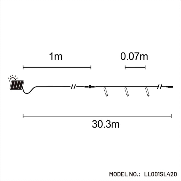 Light Solar Green Cable Warm White 30m - Christmas Decorations Brisbane