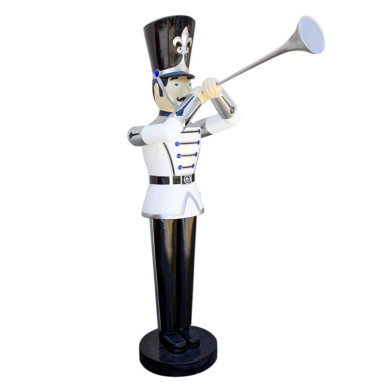 Toy Soldier White and Silver with Trumpet