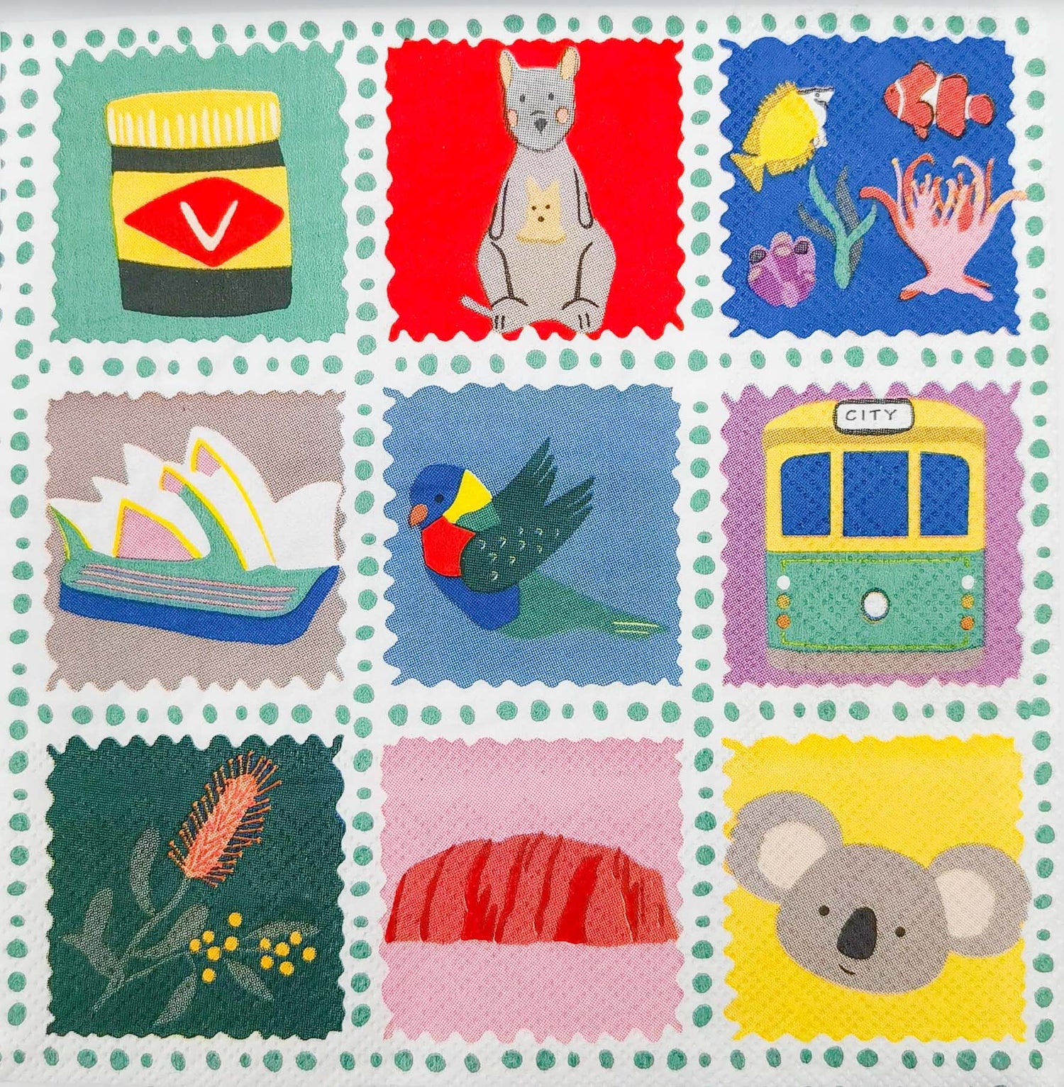Napkin Australiana  33cm - Christmas Decorations Brisbane