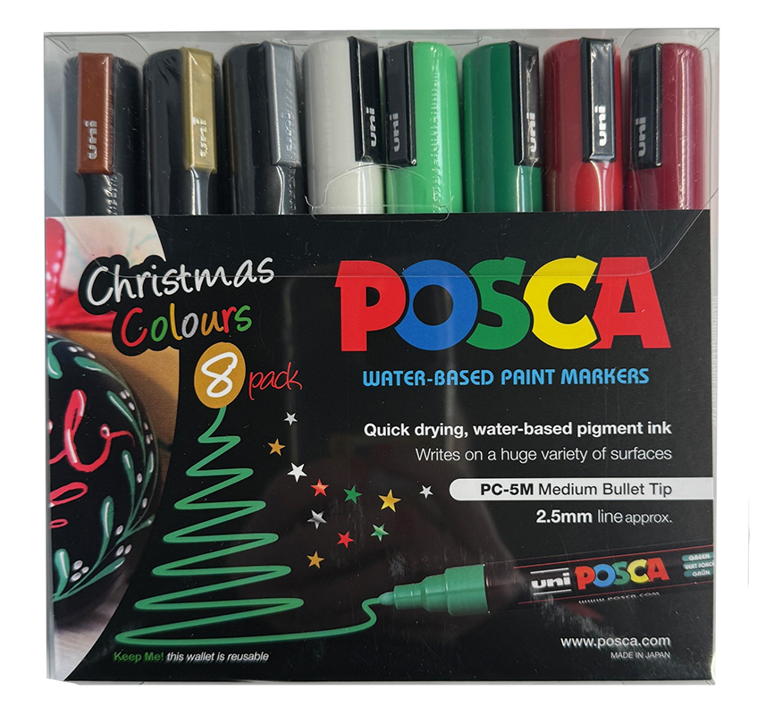 Water Based Paint Markers 2.5mm 8Pack Christmas Colours