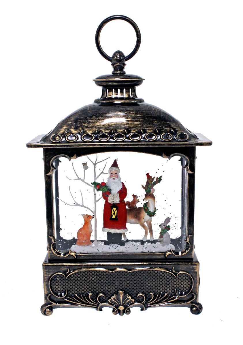 Musical Light Up Santa Lantern 20cm - Christmas Decorations Brisbane