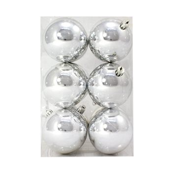 Bauble Shiny Silver 70mm - 12 Pack - Christmas Decorations Brisbane