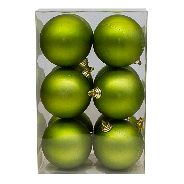Bauble Matte Lime 70mm - 12 Pack - Christmas Decorations Brisbane