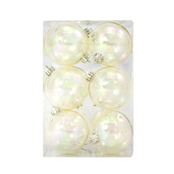Bauble Iridescent Clear 70mm - 12 Pack [ACR] - Christmas Decorations Brisbane
