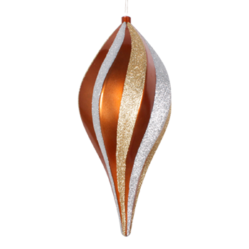 Teardrop Spiral Copper with Glitter Gold and Silver 40cm - Christmas Decorations Brisbane