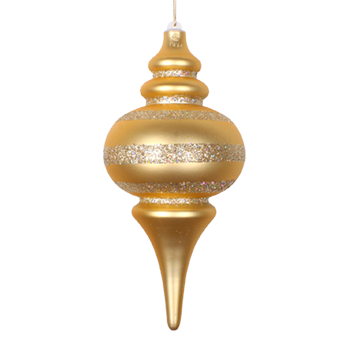 Finial Matte Gold with Gold Glitter - Christmas Decorations Brisbane