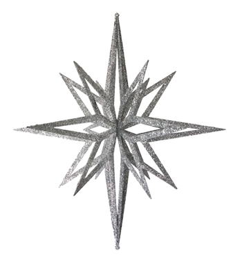 Star 3D Silver Glitter 20cm - Christmas Decorations Brisbane