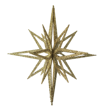 Star 3D Gold Glitter 20cm - Christmas Decorations Brisbane